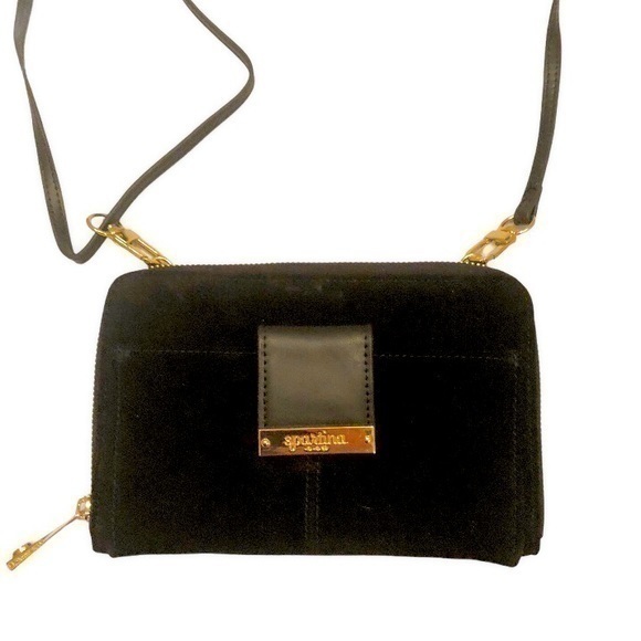 Spartina 449 black suede leather crossbody bag
